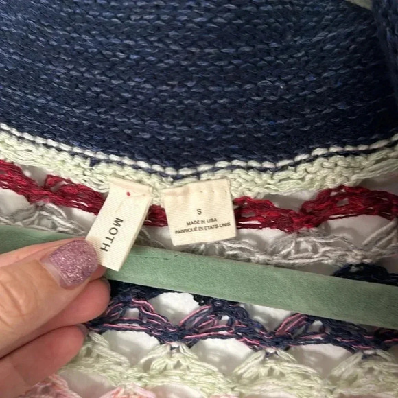 Moth Anthropologie Women's Kearny Crochet Cardigan in Multi Size SMALL - Picture 2 of 5